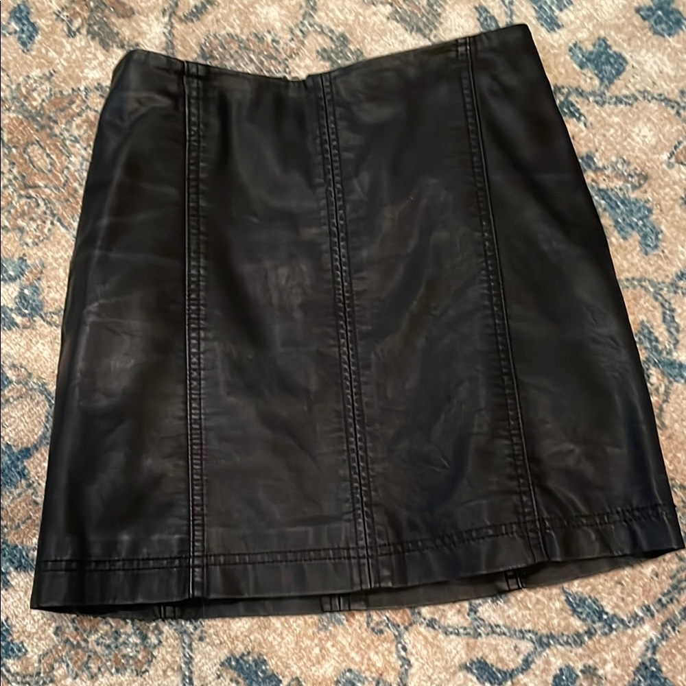Faux Black Leather Skirt